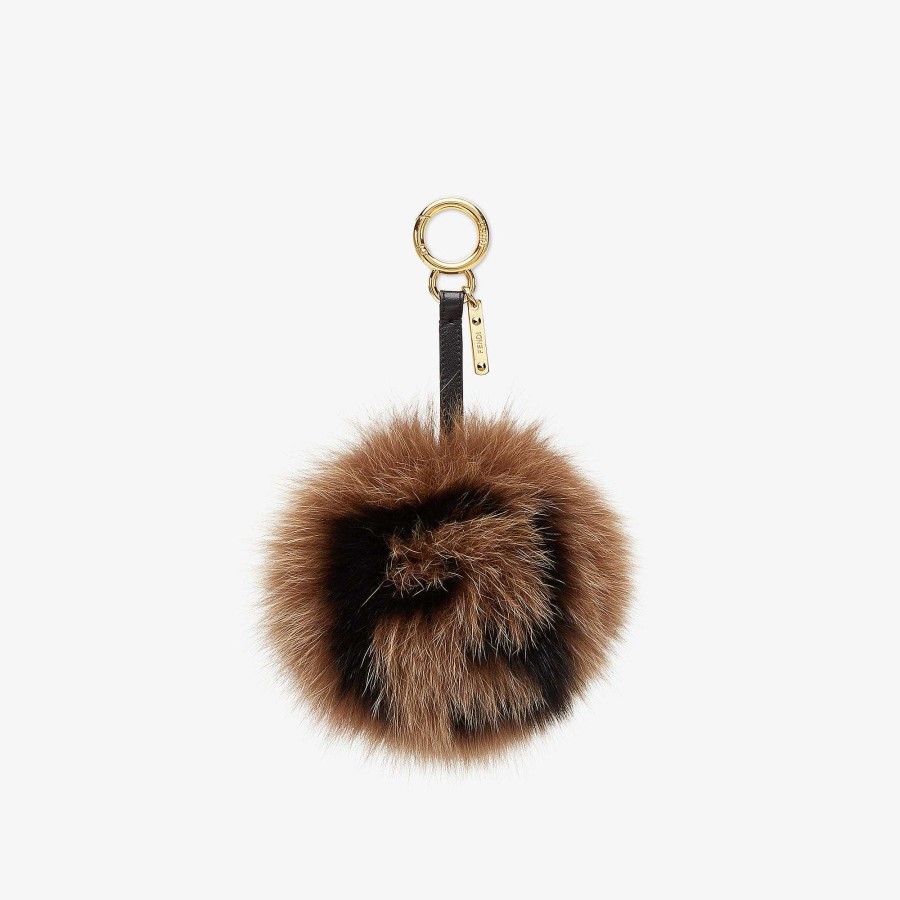 Women Fendi Shoulder Straps & Bag Accessories | Pom-Pom Charm Brown