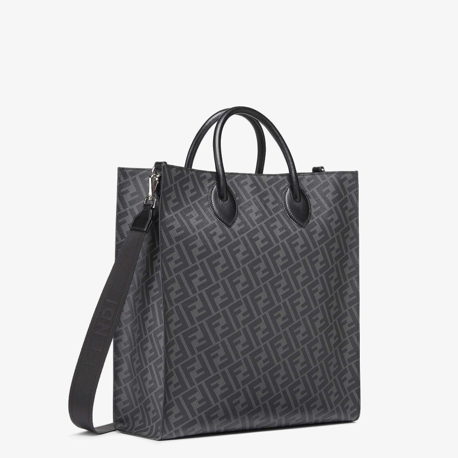 Men Fendi Travel Bags | Fendi Diagonal Vertical Tote Black