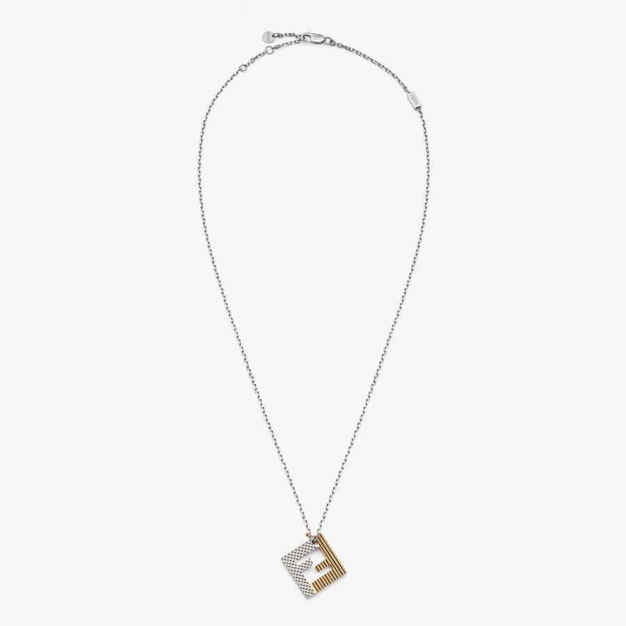 Men Fendi Necklaces | Ff Necklace Silver And Gold