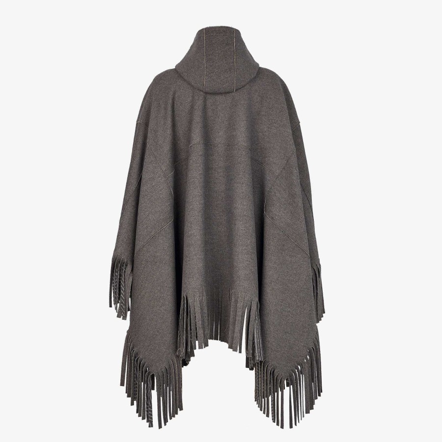 Men Fendi Outerwear | Poncho Gray