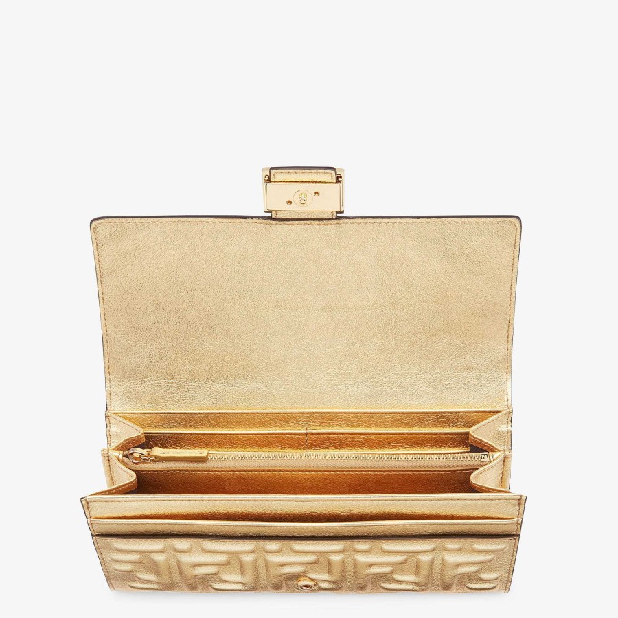 Women Fendi Wallets | Baguette Continental Gold