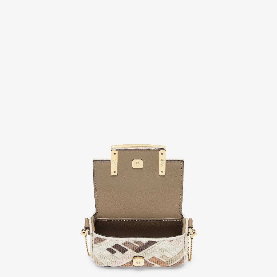 Women Fendi Miniature Bags | Nano Baguette Charm Beige