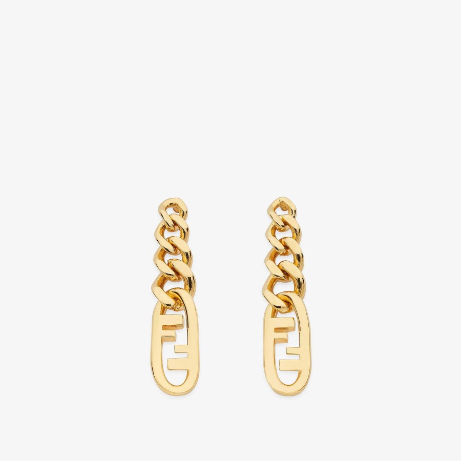 Women Fendi Earring & Brooches | Fendi O'Lock Earrings Gold