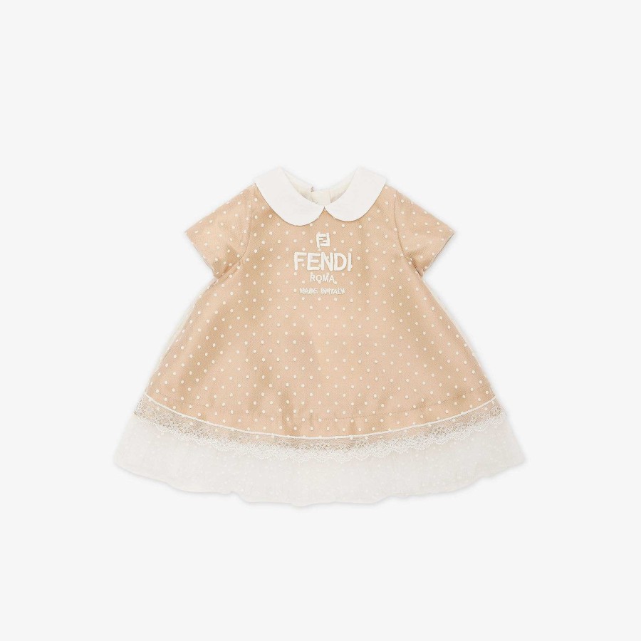 Kids Fendi Baby Girl | Baby Dress Beige