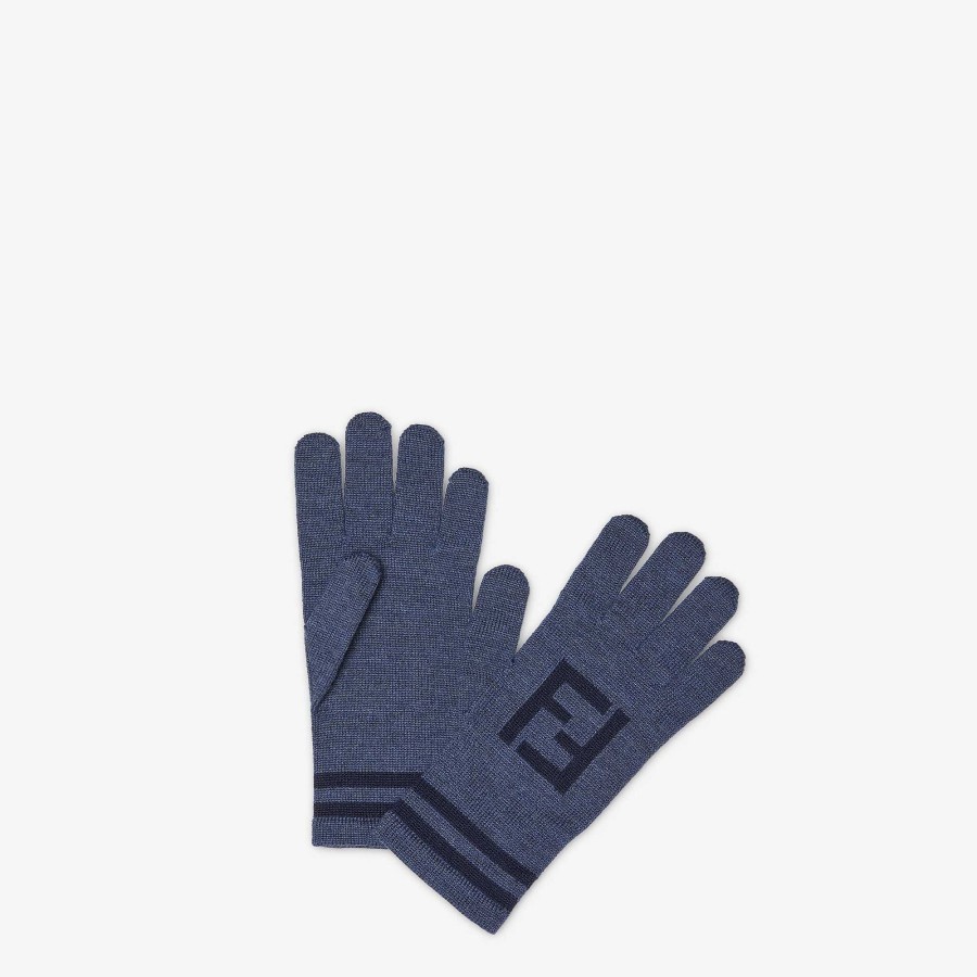 Men Fendi Hats & Gloves | Gloves Blue