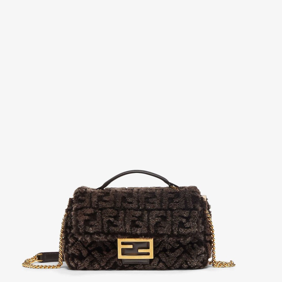 Women Fendi Shoulder & Crossbody Bags | Baguette Chain Midi Brown