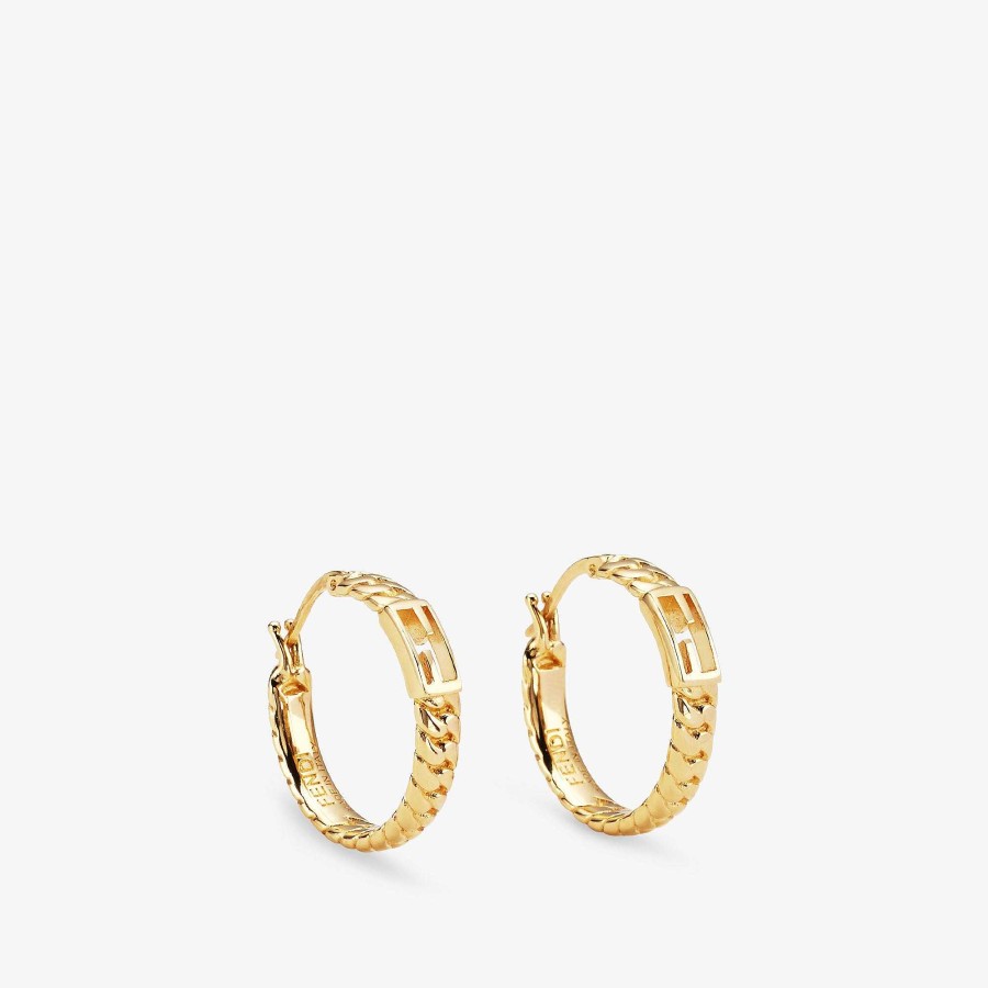 Women Fendi Earring & Brooches | Baguette Small Earrings Gold