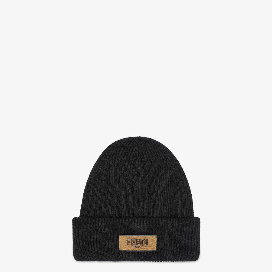 Men Fendi Hats & Gloves | Beanie Black