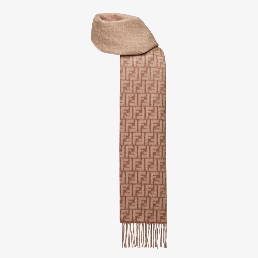 Women Fendi Scarves & Ponchos | Ff Scarf Beige