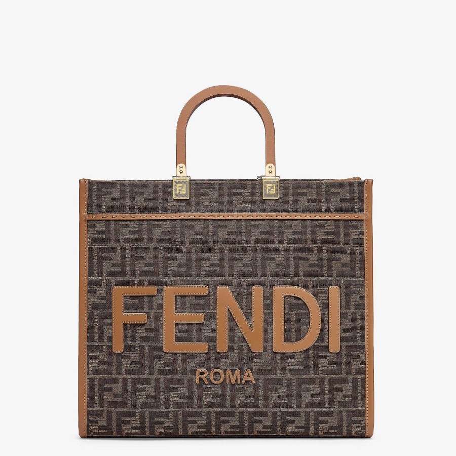 Women Fendi Tote Bags | Fendi Sunshine Medium Brown