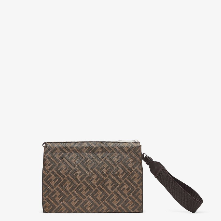 Men Fendi Pouches & Phone Cases | Clutch Pack Brown