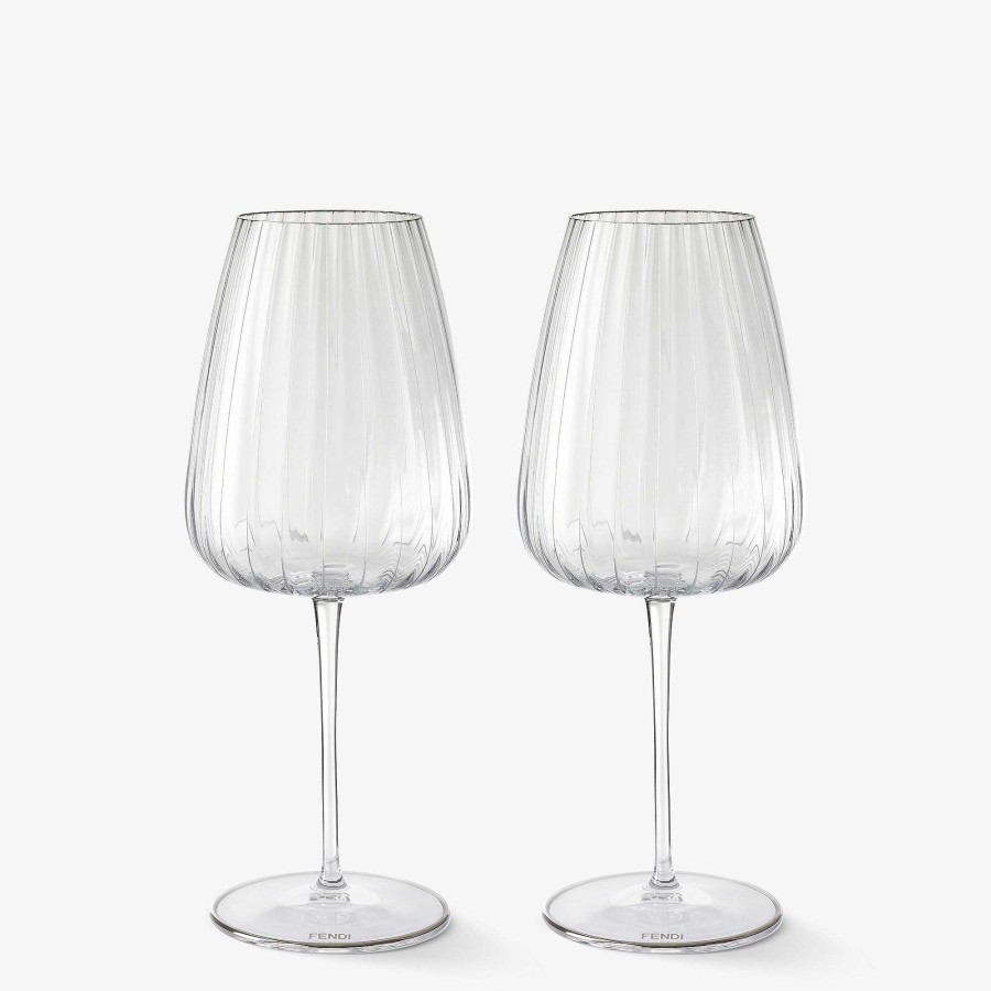 Home Decor & Lifestyle Fendi | Fendi Roma Set Of Red Wine Glasses Transparent