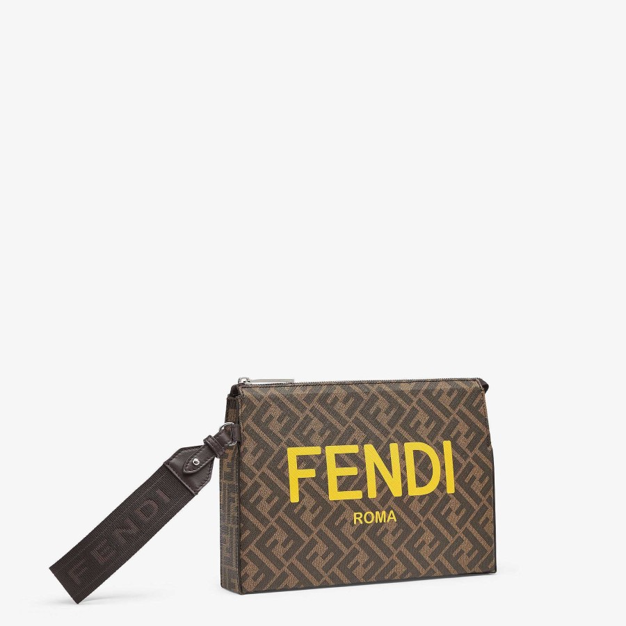 Men Fendi Pouches & Phone Cases | Clutch Pack Brown