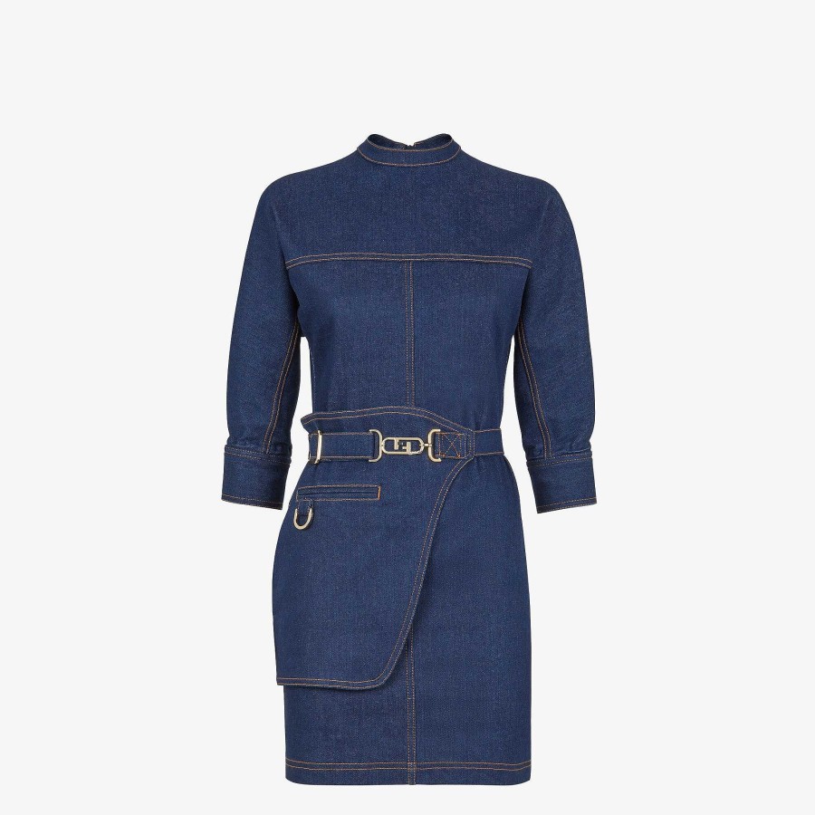 Women Fendi Denim | Dress Blue