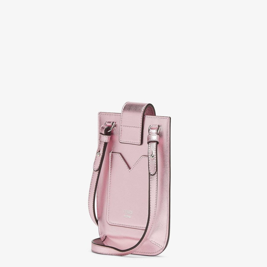 Women Fendi Phone Cases | Ff Diamonds Phone Pouch Pink