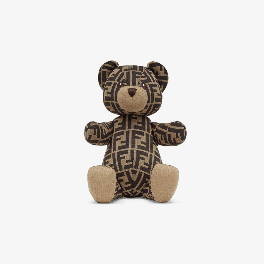 Kids Fendi Accessories | Jersey Fendi Bear With Logo Brown