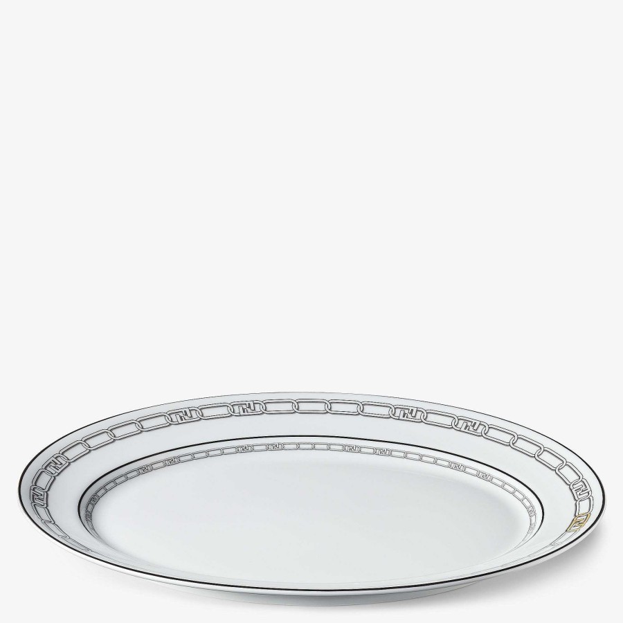 Home Decor & Lifestyle Fendi | Fendi O'Lock Serving Plate White