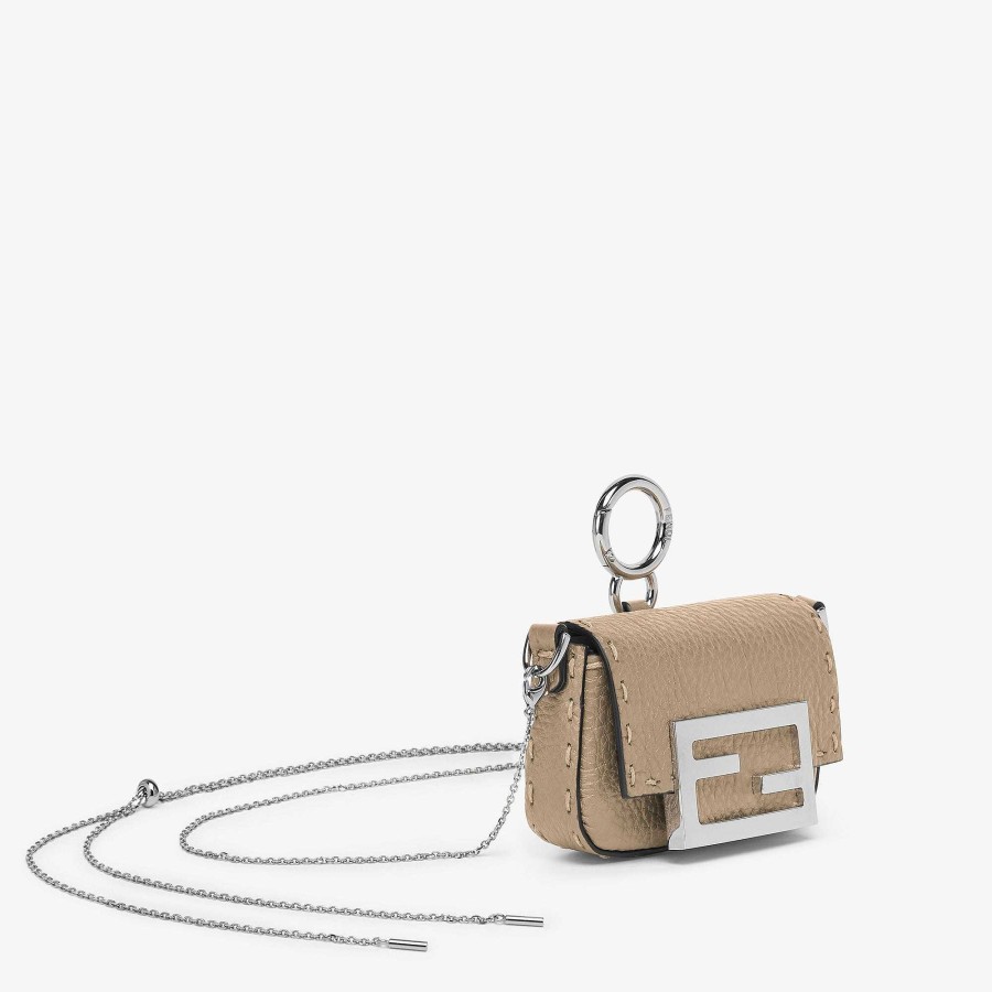 Women Fendi Miniature Bags | Nano Baguette Charm Beige