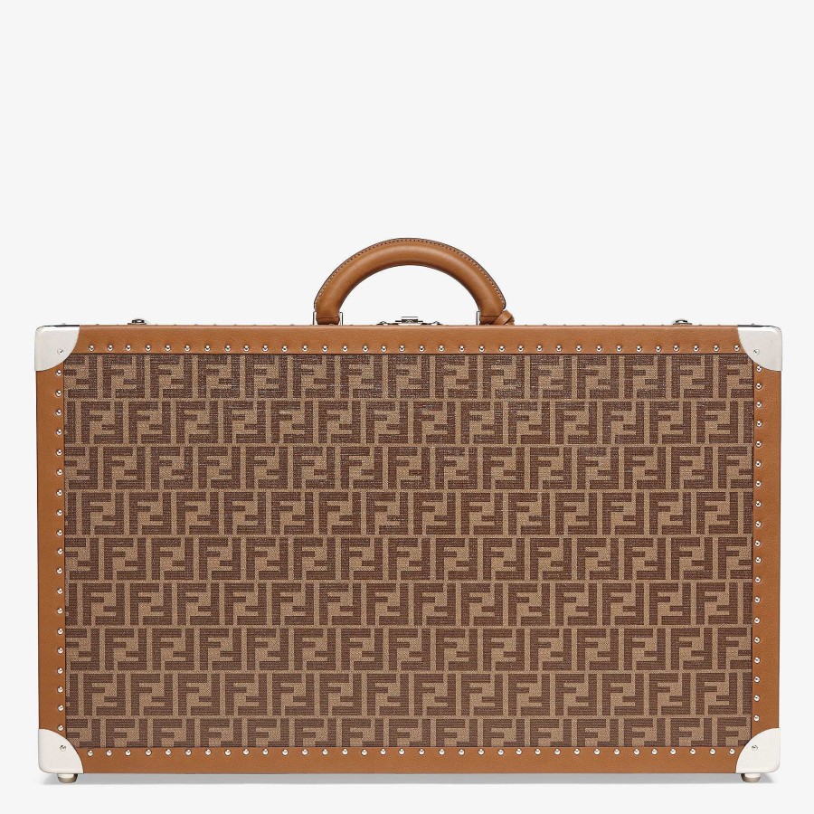 Men Fendi Travel Bags | Large Rigid Suitcase Brown