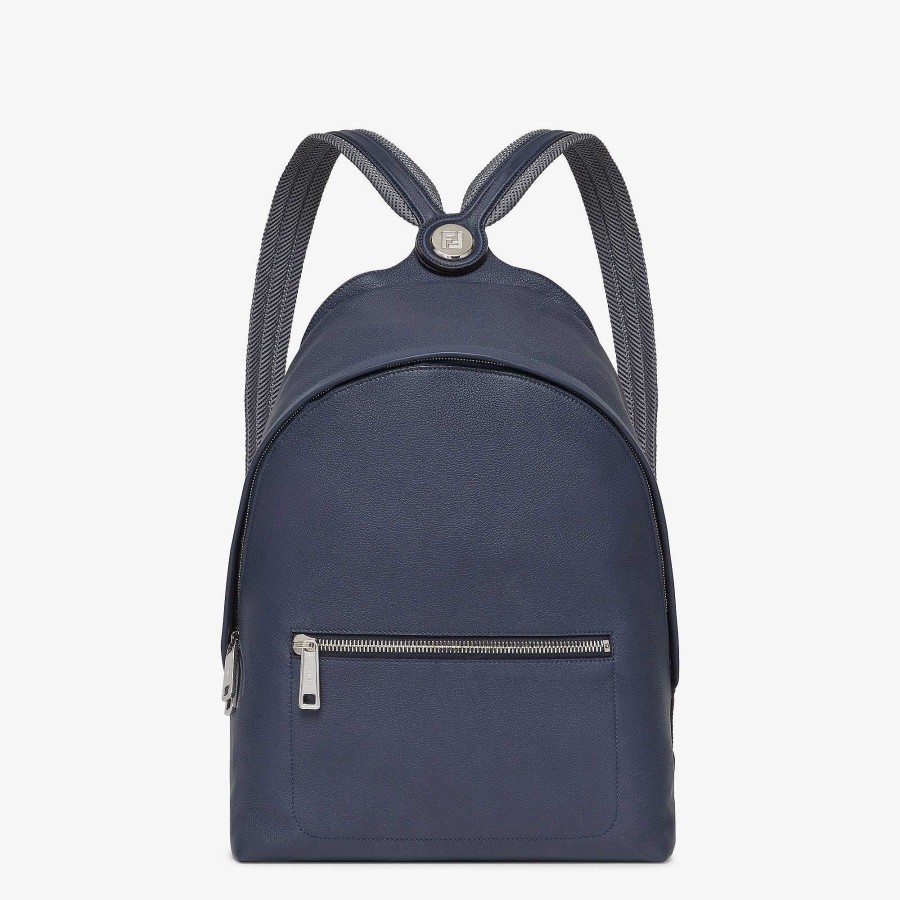 Men Fendi Backpacks | Fendi Chiodo Selleria Blue