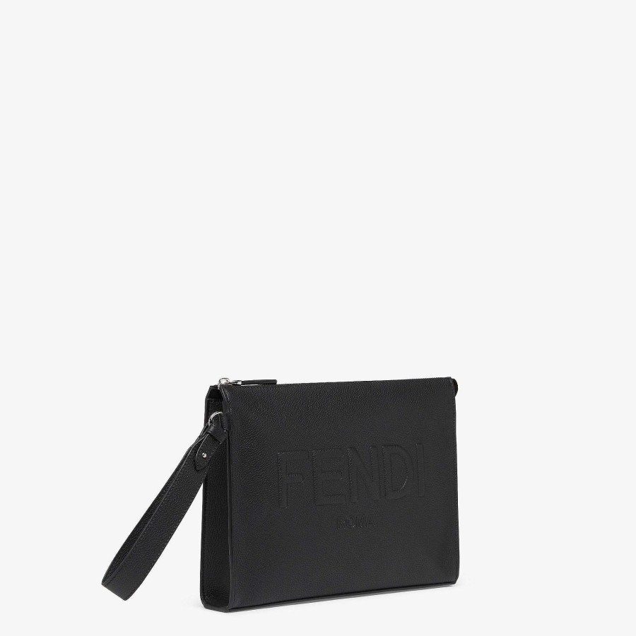 Men Fendi Pouches & Phone Cases | Fendi Roma Clutch Black