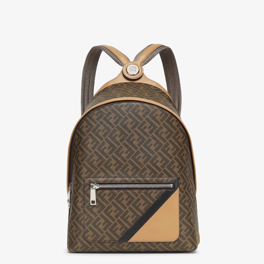 Men Fendi Backpacks | Fendi Chiodo Fendi Diagonal Brown