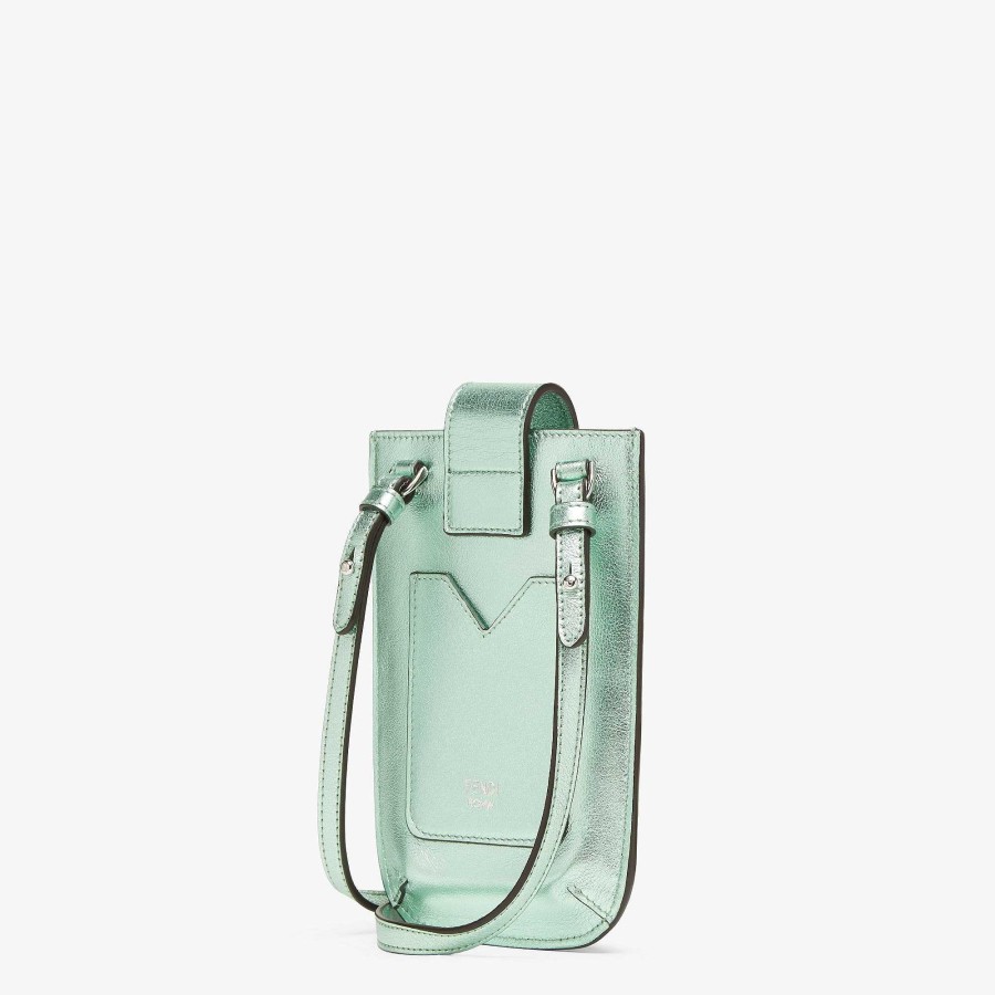 Women Fendi Phone Cases | Ff Diamonds Phone Pouch Green