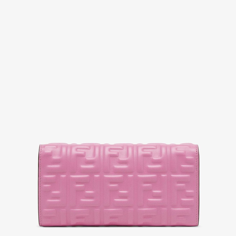 Women Fendi Wallets On Chain | Baguette Continental Wallet With Chain Pink