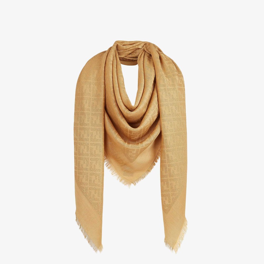 Women Fendi Scarves & Ponchos | Ff Shawl Beige