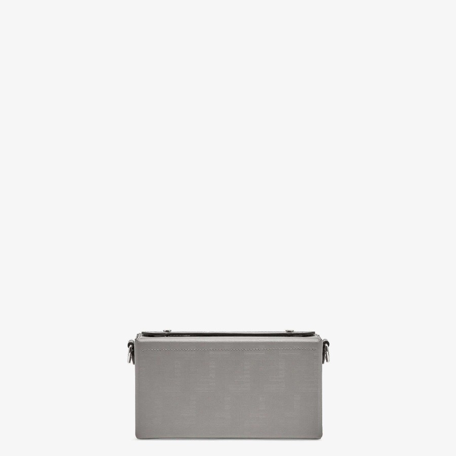 Men Fendi Messenger Bags | Fendi Shadow Baguette Soft Trunk Gray