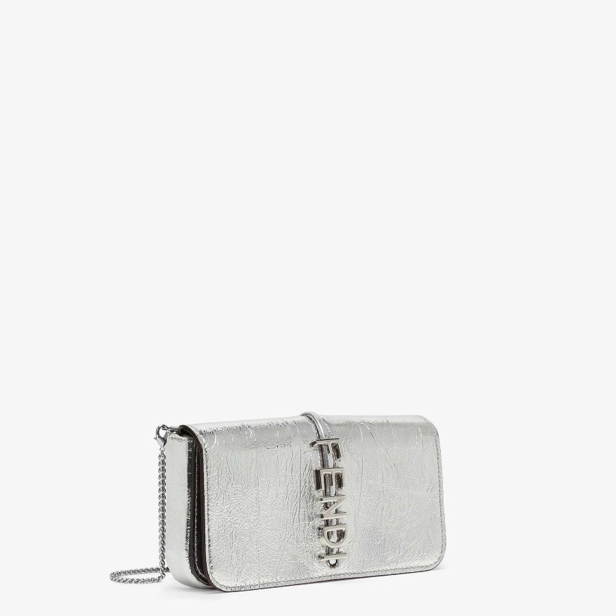 Women Fendi Wallets On Chain | Fendigraphy Wallet On Chain Silver