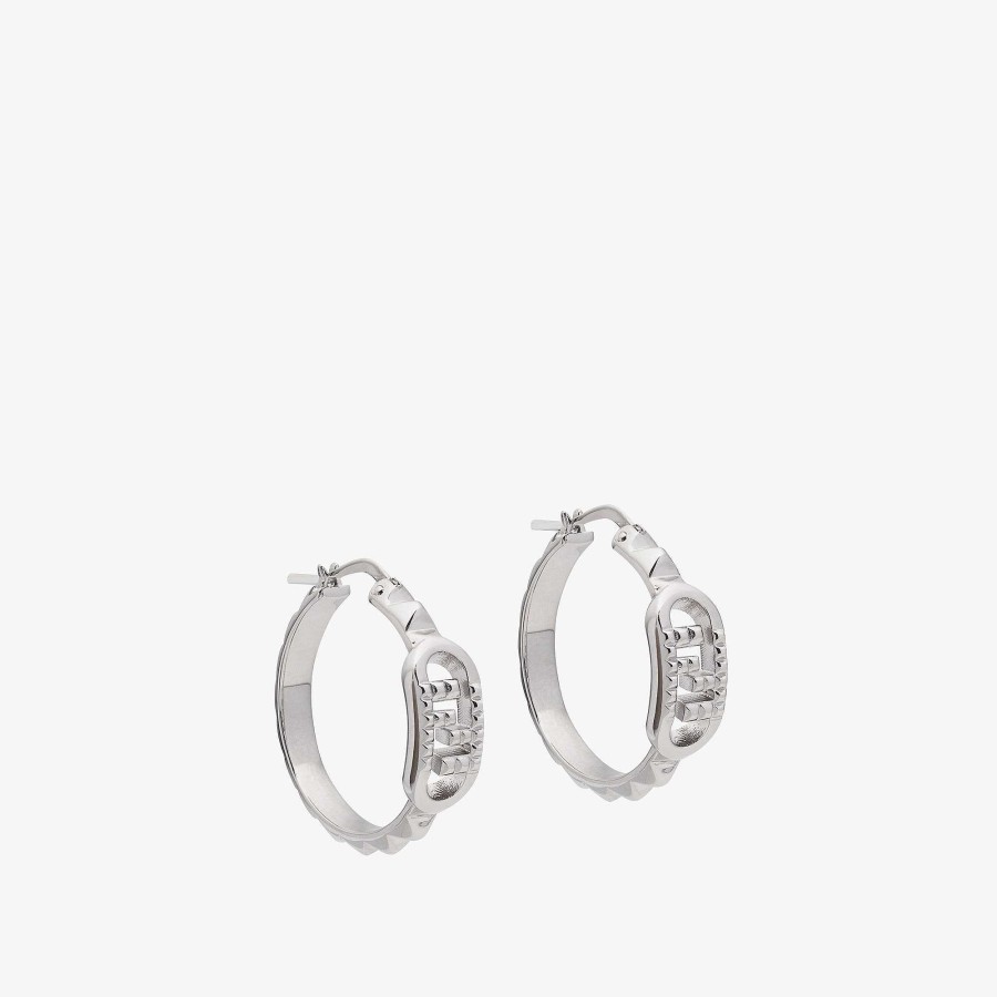 Women Fendi Earring & Brooches | Fendi O'Lock Earrings Silver