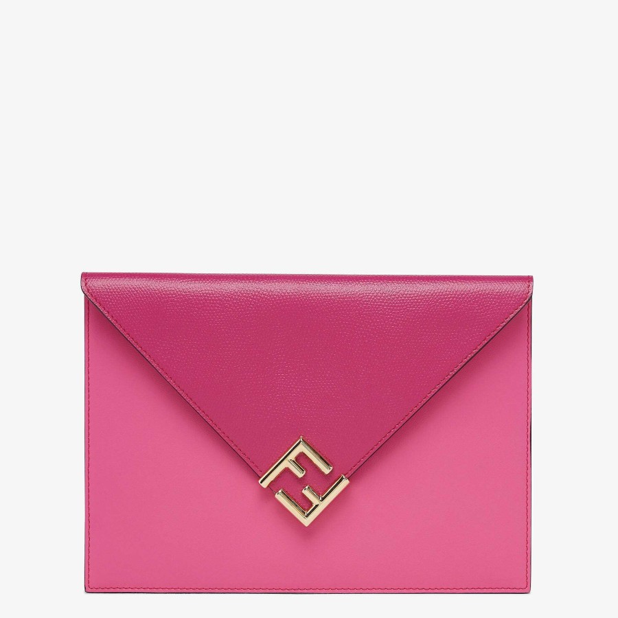 Women Fendi Pouches | Ff Diamonds Flat Pouch Pink