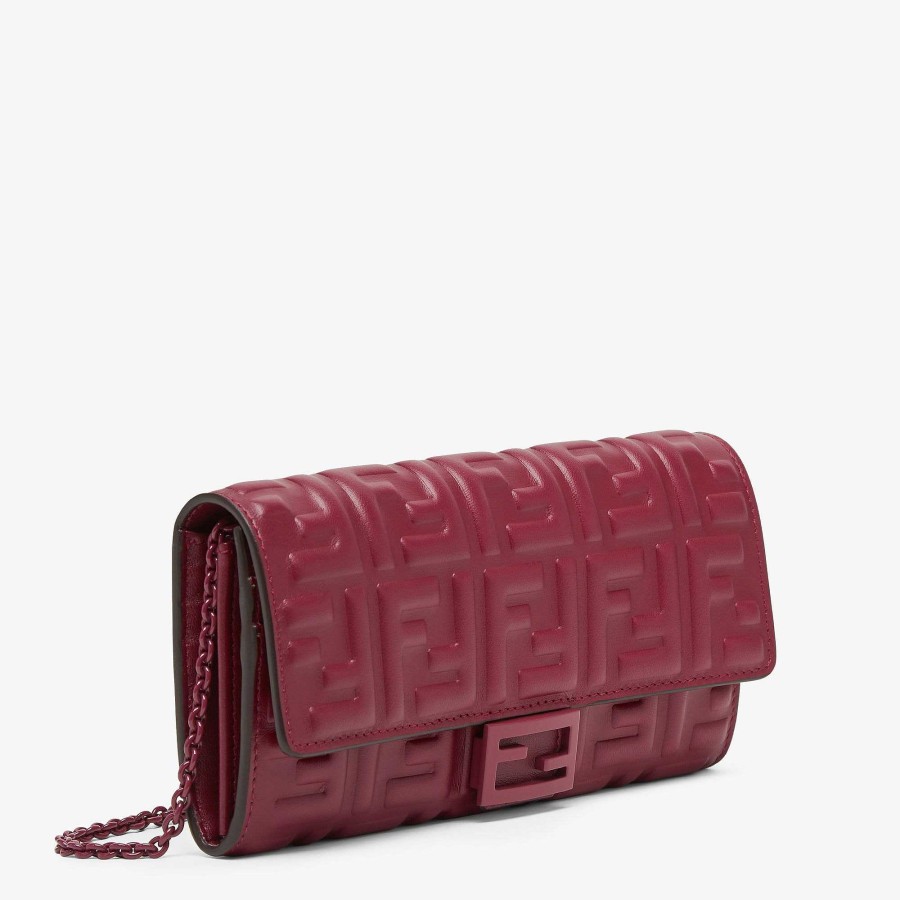 Women Fendi Wallets On Chain | Baguette Continental Wallet With Chain Red