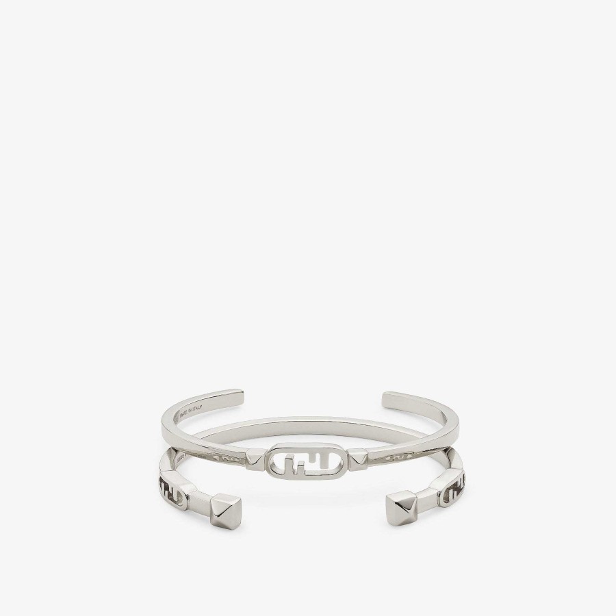 Women Fendi Bracelets | Fendi O'Lock Set Of Bracelets Silver