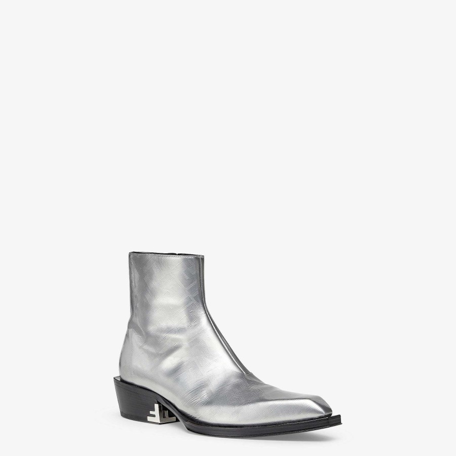 Men Fendi Lace Ups & Boots | Ankle Boots Silver