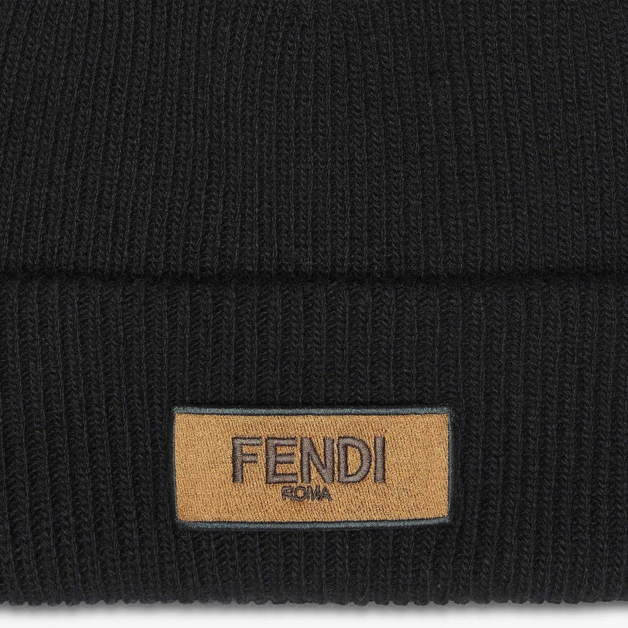 Men Fendi Hats & Gloves | Beanie Black