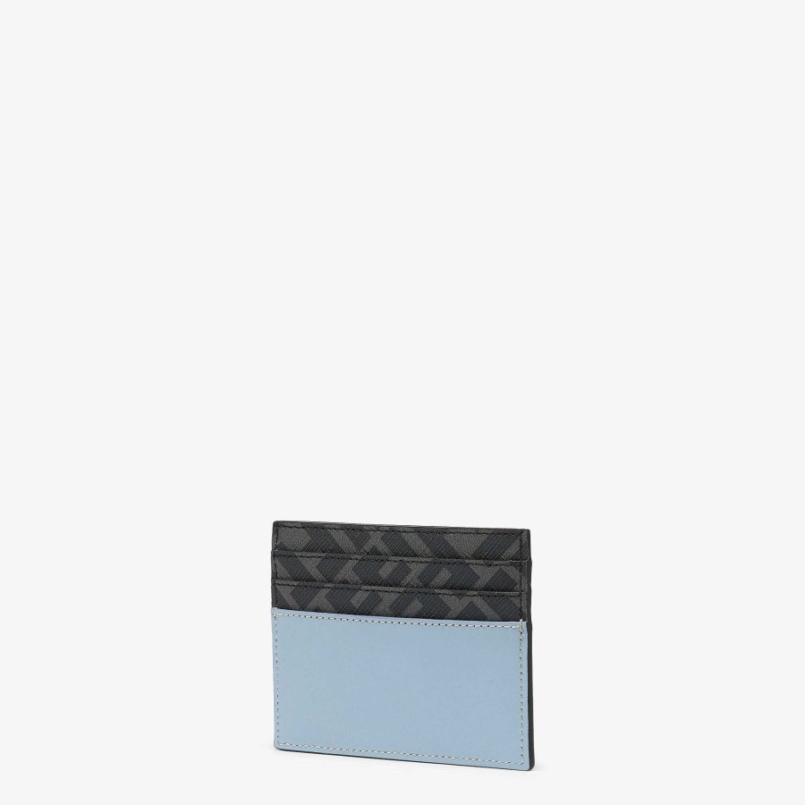 Men Fendi Card Holders | Ff Squared Card Holder Light Blue