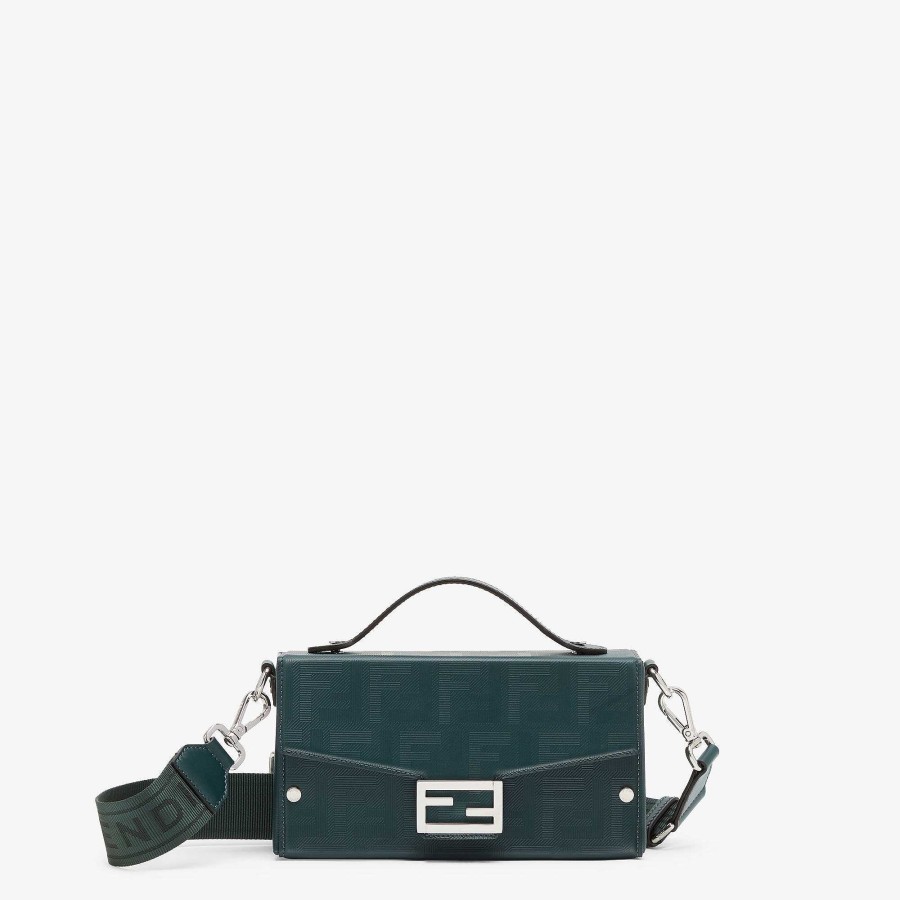 Men Fendi Messenger Bags | Fendi Shadow Baguette Soft Trunk Green