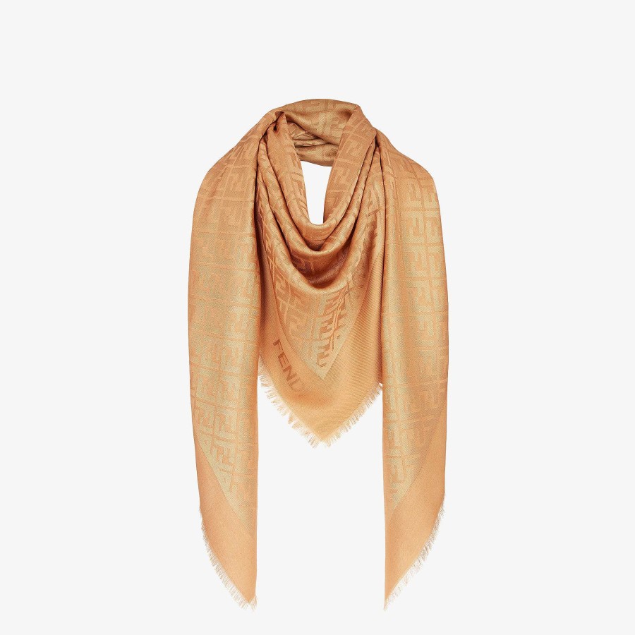 Women Fendi Scarves & Ponchos | Ff Shawl Beige