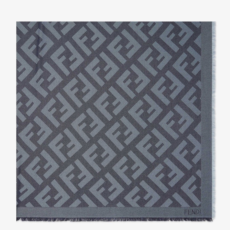 Women Fendi Silk Scarves | Ff Shawl Blue