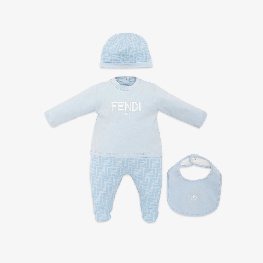 Kids Fendi Baby Girl | Baby Set Light Blue