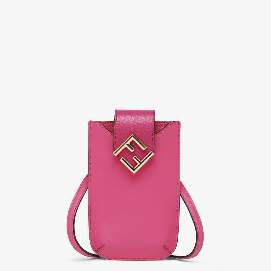 Women Fendi Phone Cases | Ff Diamonds Phone Pouch Pink