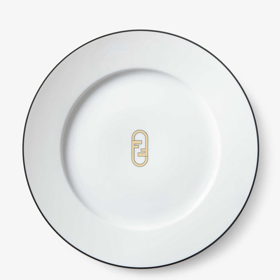 Home Decor & Lifestyle Fendi | Set Of Two Fendi O'Lock Charger Plates White