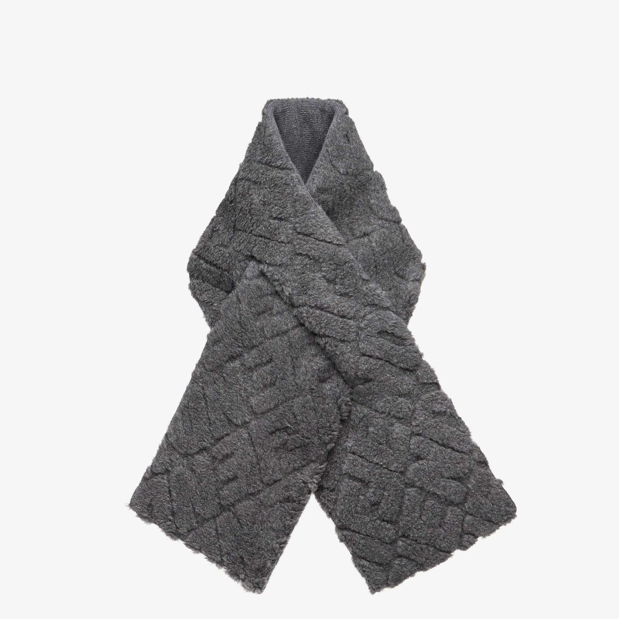 Women Fendi Scarves & Ponchos | Fendi Mirror Scarf Gray