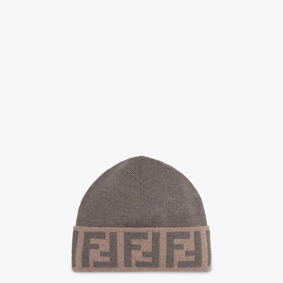 Men Fendi Hats & Gloves | Beanie Gray