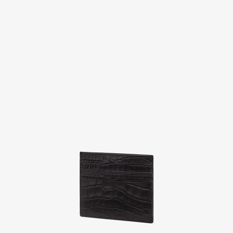 Men Fendi Card Holders | Selleria Exotic Card Holder Black