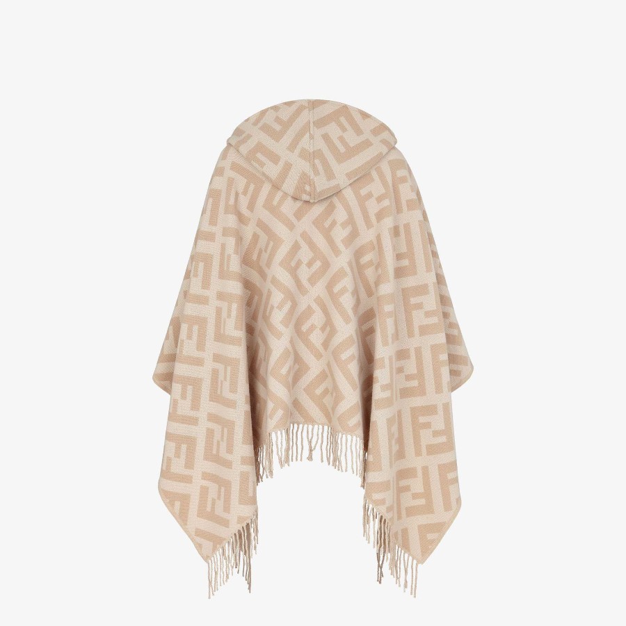 Women Fendi Scarves & Ponchos | Ff Poncho Beige