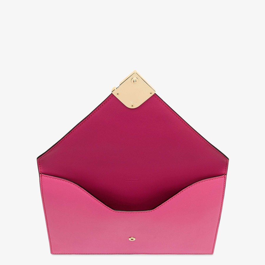 Women Fendi Pouches | Ff Diamonds Flat Pouch Pink