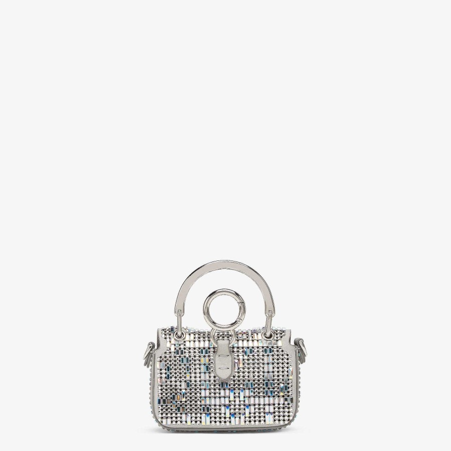 Women Fendi Miniature Bags | Nano Baguette Maxi Handle Gray